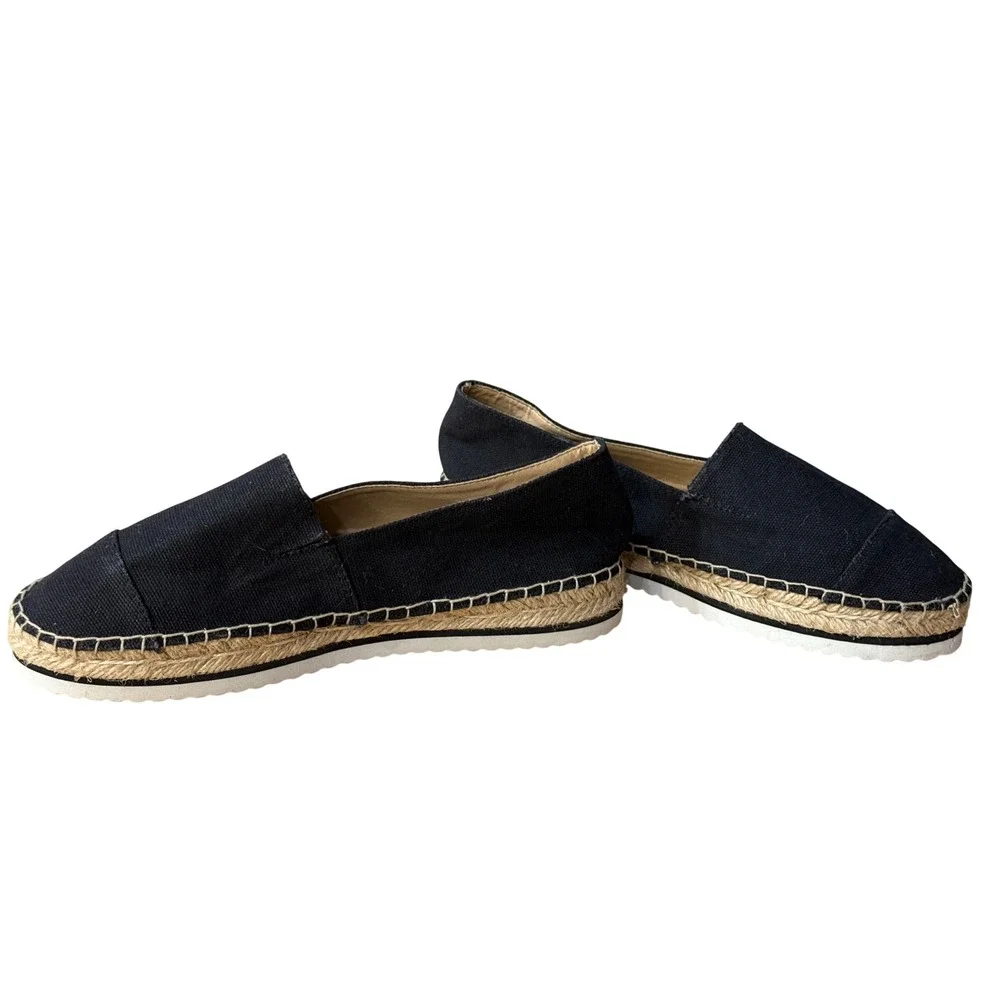 XOXO Laney Women‎ 7.5 M Black Canvas Espadrille Slip On Flat Shoes X0153600